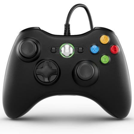 PC Controller, Wired Controller for Xbox 360/PC, 71 in/1.8m USB cable , Double Vibration-Black