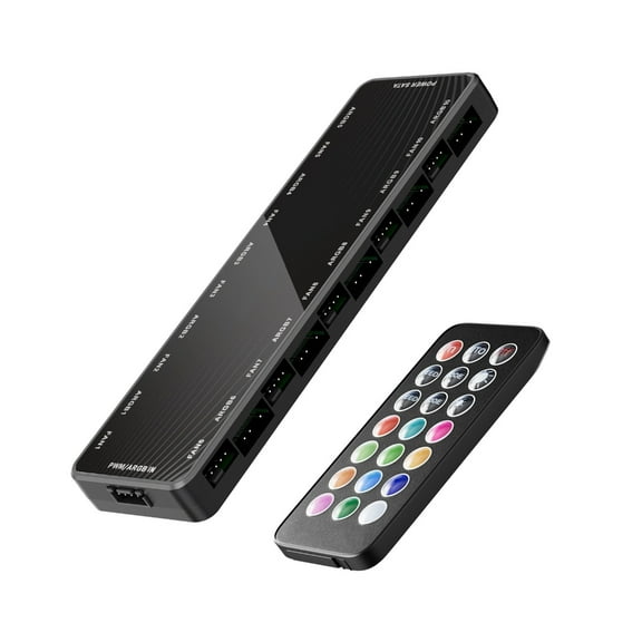 PC Cooling 10 Port Fan Hub ARGB PWM with Remote Sync Capability