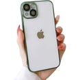 thumbnail image 1 of PC Electroplating All-Inclusive Hard case, Clear Phone case, Transparent Back, Comes with Lens Film, Simple Design, for iPhone 15 14 13 12 Pro Max Plus case (Green,iPhone 15 Plus), 1 of 8