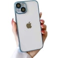 thumbnail image 1 of PC Electroplating All-Inclusive Hard case, Clear Phone case, Transparent Back, Comes with Lens Film, Simple Design, for iPhone 15 14 13 12 Pro Max Plus case (Blue,iPhone 12), 1 of 8