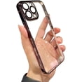 thumbnail image 1 of PC Electroplating All-Inclusive Hard case, Clear Phone case, Transparent Back, Comes with Lens Film, Simple Design, for iPhone 15 14 13 12 Pro Max Plus case (Dark Purple,iPhone 15), 1 of 8