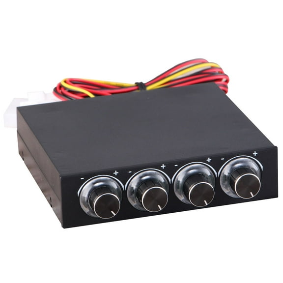 PC Fan Speed Temp Controller, 4 Channel W/ LED Display, Quiet Cooling For Desktop Computers