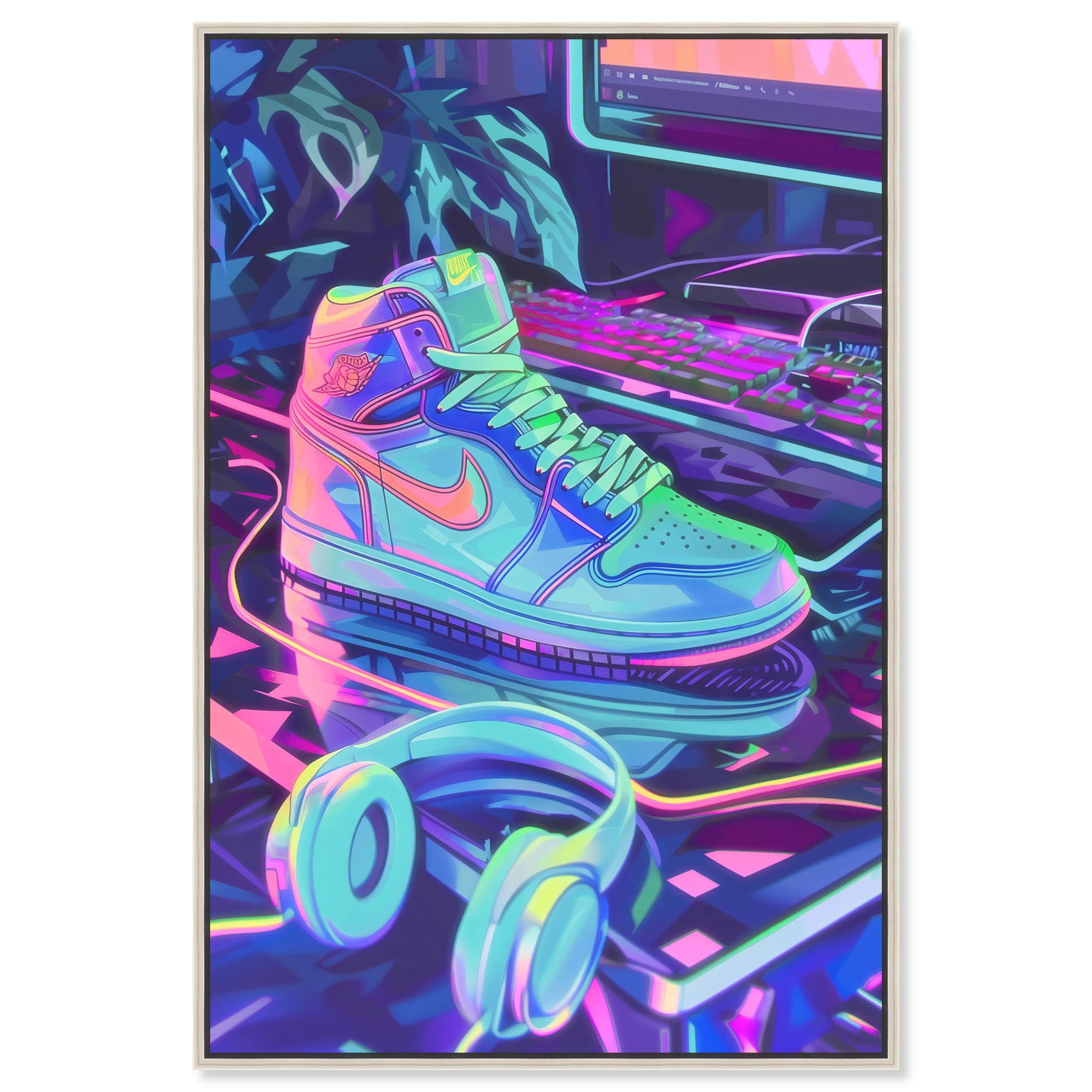 PC Gamer Sneaker Canvas Sneaker Art Print by Art Remedy, Silver Frame ...