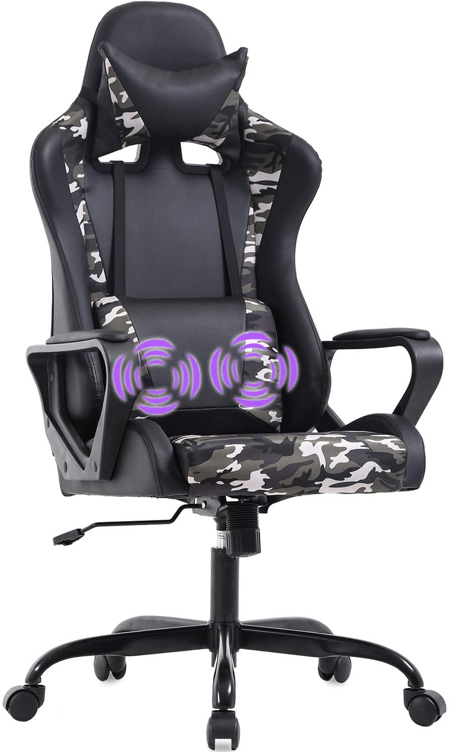 PC Gaming Chair Ergonomic Office Chair Racing Computer Chair with Lumbar Support Headrest Adjustable Armrest Rolling Swivel Desk Chair PU Leather