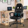 thumbnail image 1 of PC Gaming Chair Massage Function Computer Chair Ergonomic Office Chair with Lumbar Support Swivel Rolling Desk Chair Video Game PU Leather Racing Chair Executive High Back Task Chair, Black, 1 of 7