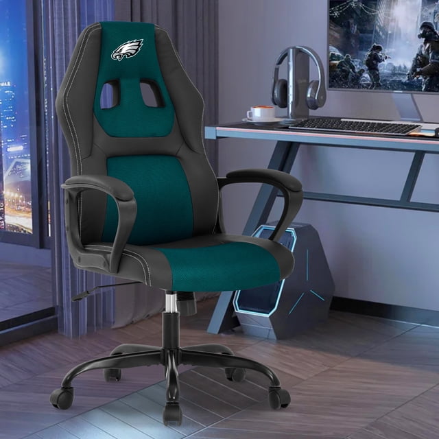 Ergonomic PU Leather Gaming Chair with Lumbar Support, Green