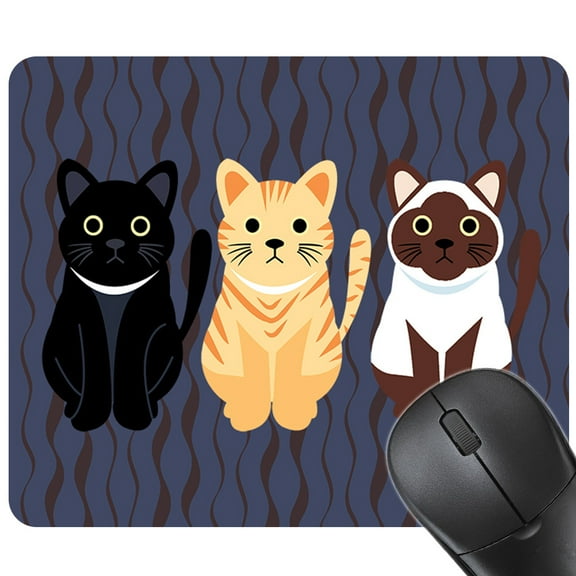 Visland Cute Mouse Pad, Colorful Cat Natural Rubber Non-Slip Rectangle Mouse Pads, Home Office Computer Gaming Mousepad Mat 9.45 x 7.87 inches(Blue/Pink/Yellow)