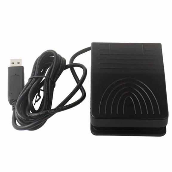 PC Gaming USB Foot Pedal Switch with 2m Cable, ABS Black, Programmable Multimedia Shortcuts