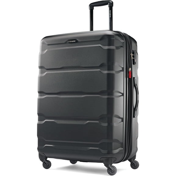 PC Hardside Expandable Luggage with Spinner Wheels, Black, Checked-Large 28-Inch