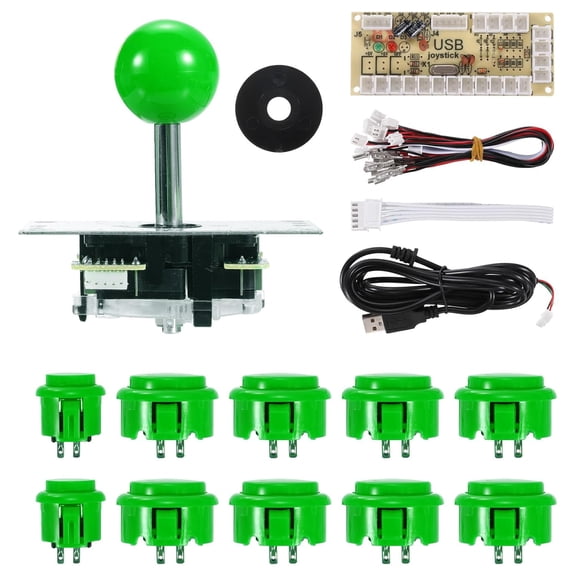 PC Joystick DIY Kit Arcade Game Joystick DIY Parts Arcade Button ABS 5 Pin for PC Classic Arcade Green Green