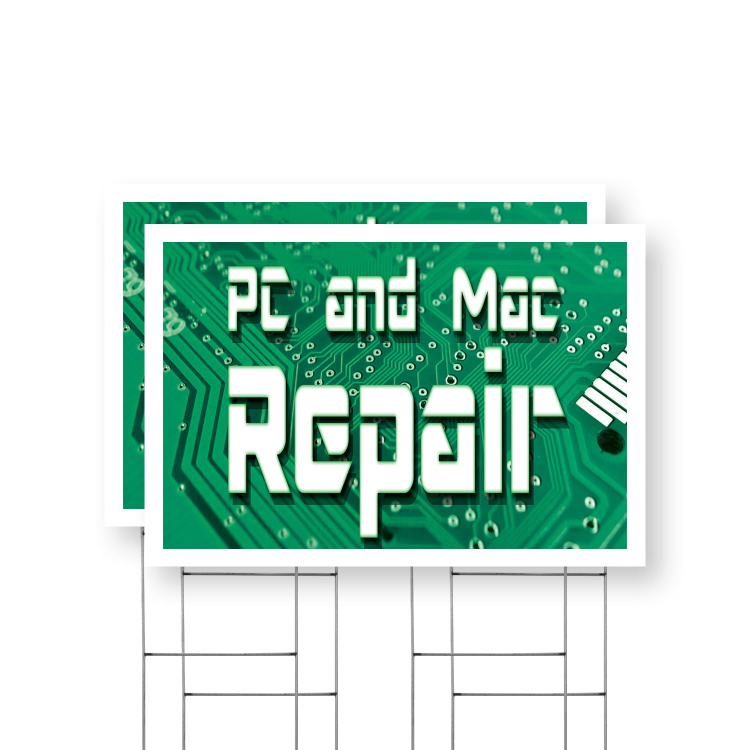 PC and Mac Repair Yard Sign 2 Pack of 24 Inch x 36 Inch Single Sided ...