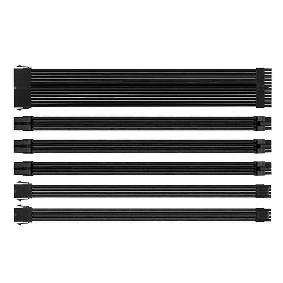 PC Module Power Extension Cable Set for Computer Case 24Pin PCIE 3x6+2Pin 8Pin CPU 2x4+4Pin Power Connectors Black