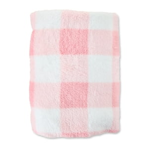 Manta de bebé de cuadros escoceses rosa y blanco, elección de padres