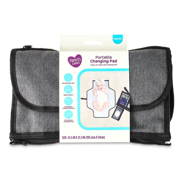 Parent's Choice Portable Changing Pad, Gray, 41.5" x 21.3"