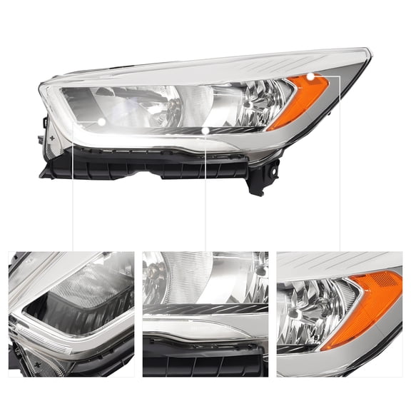 PC+PP+ABS Halogen Headlight Left Halogen Headlight W/LED DRL For 2017-2019 Ford Escape Left Driver Side Headlamp