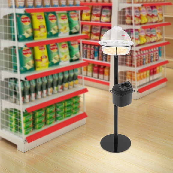 PC+PP+Stainless Steel 87327cm Tasting Table Supermarket Free Tasting Table with Trash Can/Toothpick Box