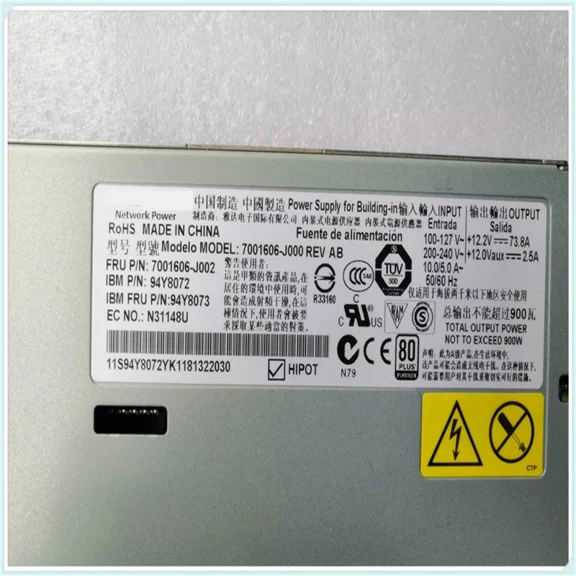 PC PSU X3550M4 X3650M4 X3850 X6 900W Power Supply 7001606-J000 7001606-J002 94Y8072 94Y8073 94Y8195