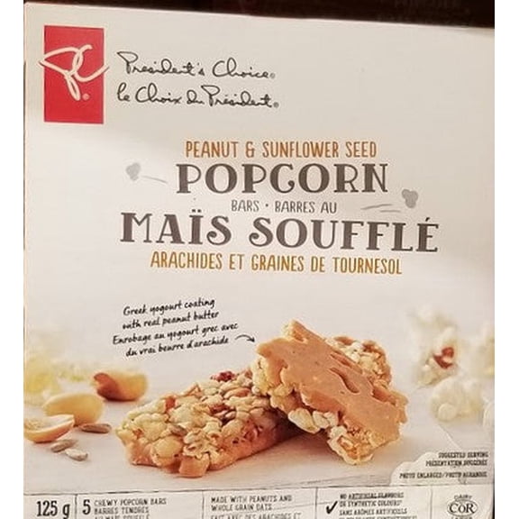 PC Peanut & Sunflower Seed Popcorn Bars, 125g/4.4 oz