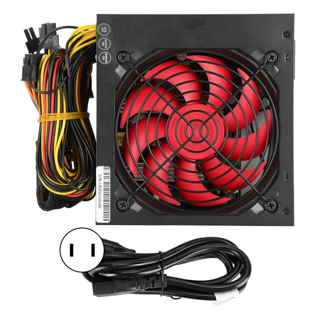 PC Power Supply 400W Silent Computer Parts ATX 24Pin 12cm Red 9Blade