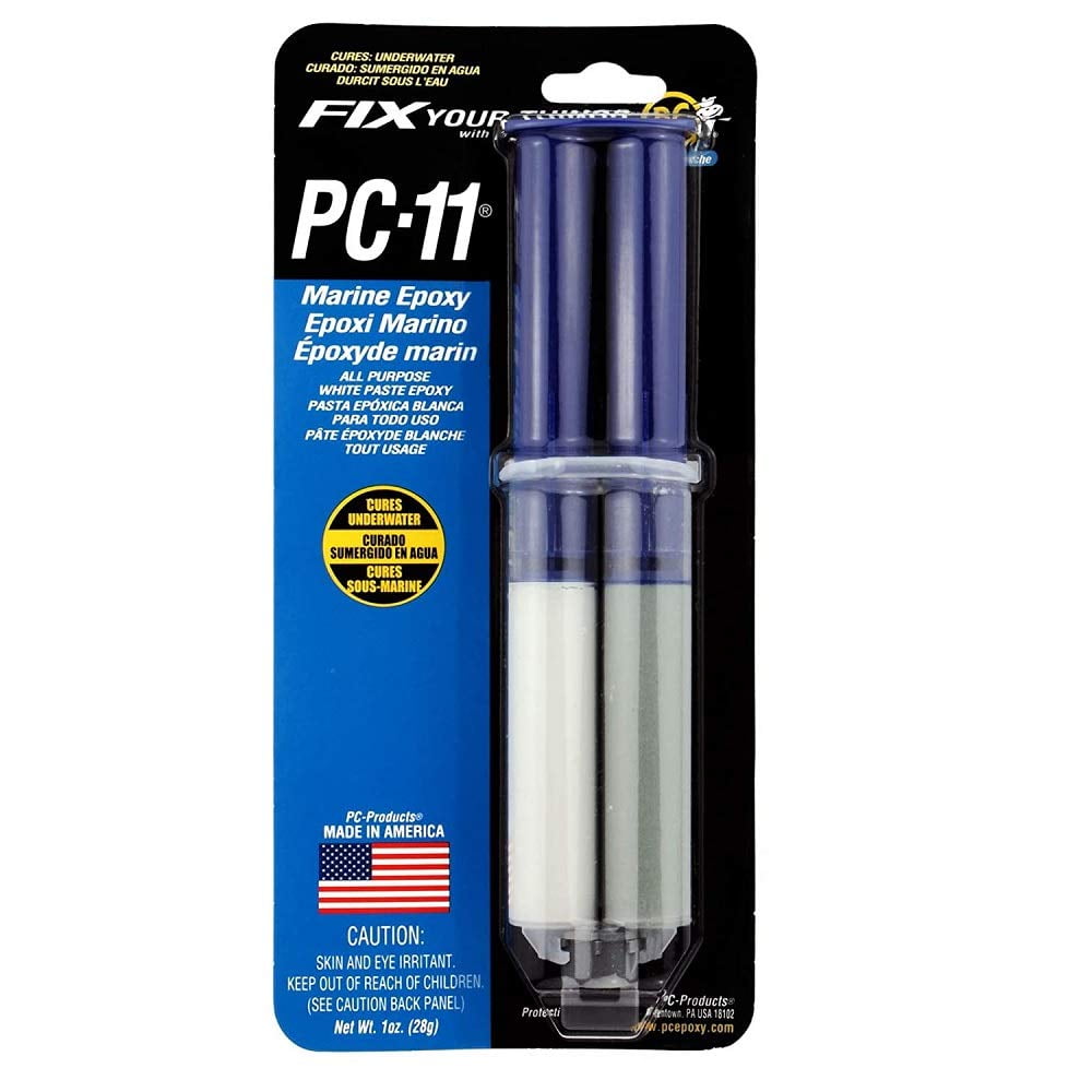 PC Products PC-11 Epoxy Adhesive Paste, Two-Part Marine Grade, 1oz Applicator Syringe, Off White 10112