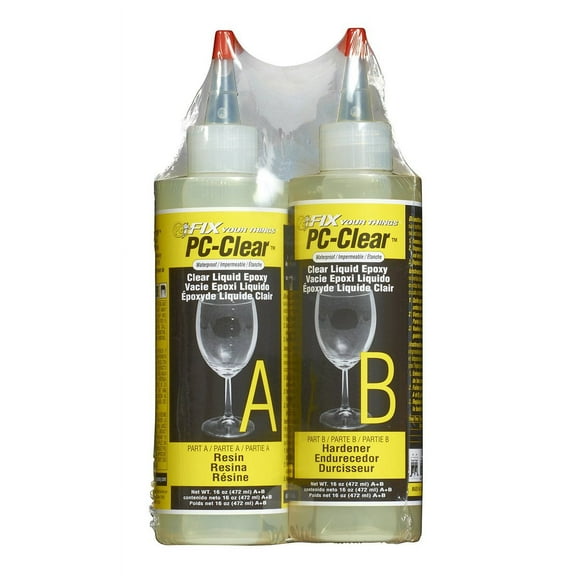 PC Products PC-Clear Epoxy Adhesive Liquid, 16oz in Two Bottles, Clear 70161