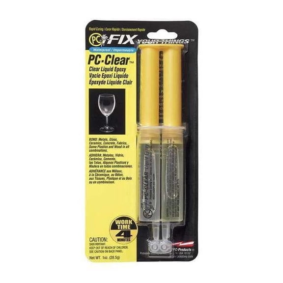PC Products PC-Clear Epoxy Adhesive Liquid, 1oz Double Syringe, Clear 70147