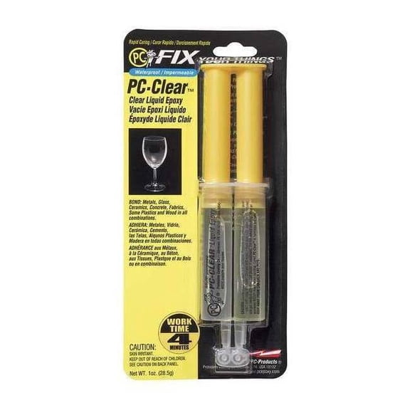 PC Products PC-Clear Epoxy Adhesive Liquid, 1oz Double Syringe, Clear 70147