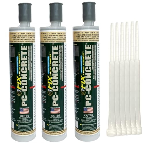 PC Products PC-Concrete Two-Part Epoxy Adhesive Paste for Anchoring and Crack Repair, 8.6 oz Cartridge, Gray (3-Pack)