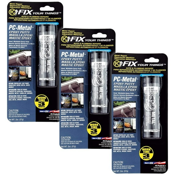 PC Products PC-Metal Epoxy Putty, 2 oz Stick, 3-Pack, Dark Gray,25536
