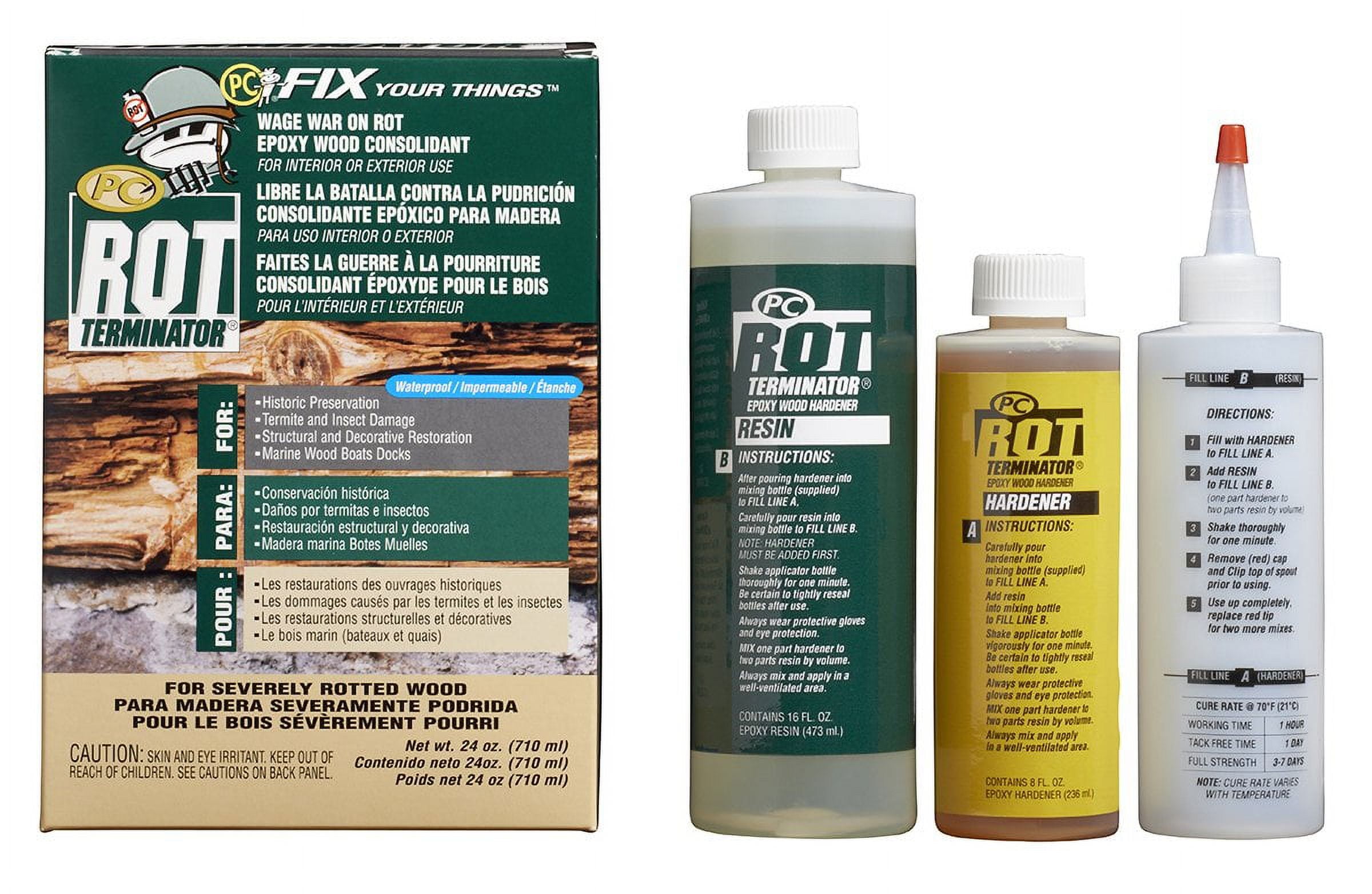 PC Products PCRot Terminator Epoxy Wood Hardener, TwoPart 24oz in Two