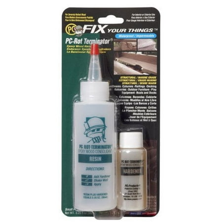 PC Products PC-Rot Terminator Epoxy Wood Hardener, Two-Part 3.25oz in Two Bottles, Amber 350614