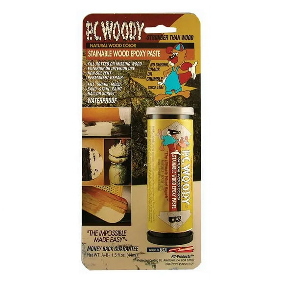 PC Products PC-Woody Wood Repair Epoxy Paste, Two-Part 1.5 oz in Two Jars, Tan 23334