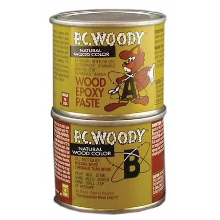PC Products PC-Woody Wood Repair Epoxy Paste, Two-Part 6 oz in Two Cans, Tan 083338