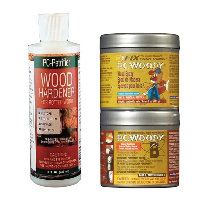 PC Products Wood Repair Epoxy Paste & Hardener Kit, PCWoody 6 oz & PC(00)