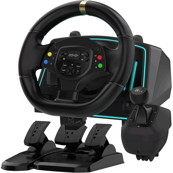 PC Racing Wheel 1080 Degree , Magnetic Induction Steering Wheel with 3-Pedal and H-Shifter,  Sim Racing Wheel for PC Windows 7/8/10/11, Support Euro Truck Simulator 2