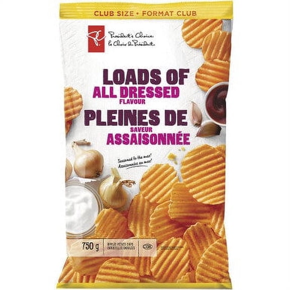PC Rippled Potato Chips Loads of All Dressed Flavour Club Size 750g/26.5 oz