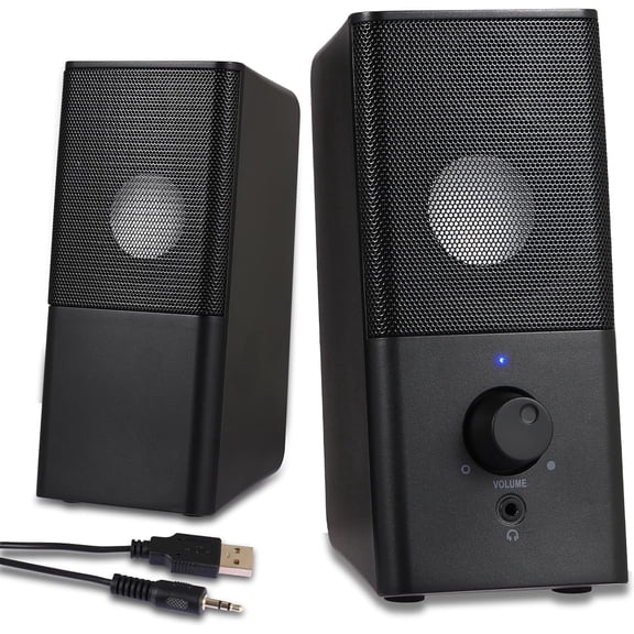 PC Speakers -USB-Powered for Desktop PC with Volume Control, Gaming Speaker with 3.5mm Aux Multimedia for Laptop/Desktop/Tablets/Phone