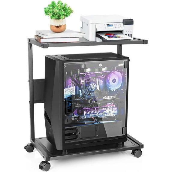 PC Stand Computer Tower Stand 2-Tier Metal CPU Holder with Locking ...