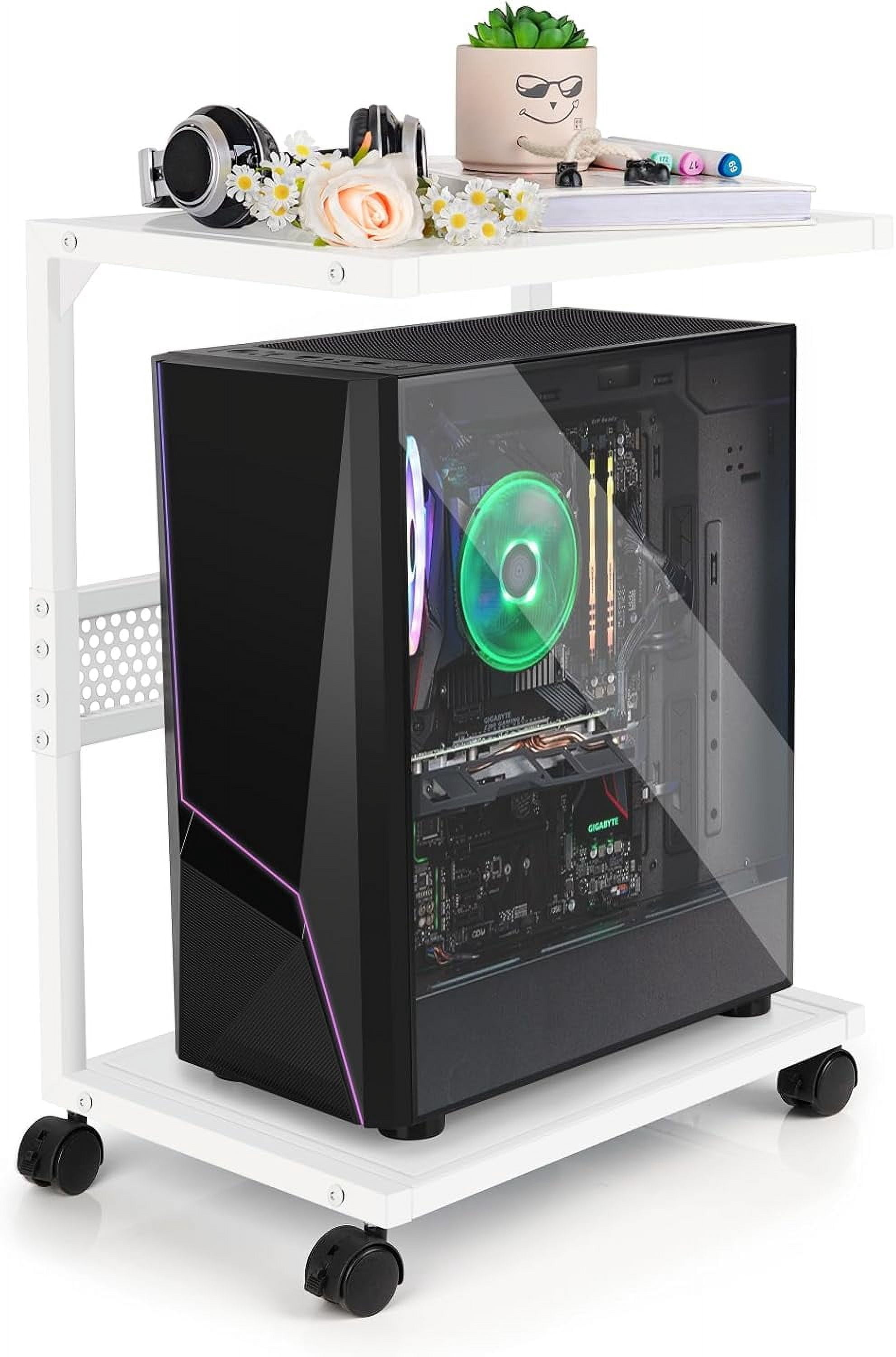 PC Stand Computer Tower Stand 2-Tier Metal CPU Holder with Locking ...
