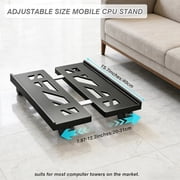 PC Stand, Mobile CPU Stand for Floor, Adjustable CPU Rolling Stand, Under Desk Computer Tower Stand, Computer Mobile Cart Holder with Locking Caster Wheels PC Tower Stand for Home and Office - Black
