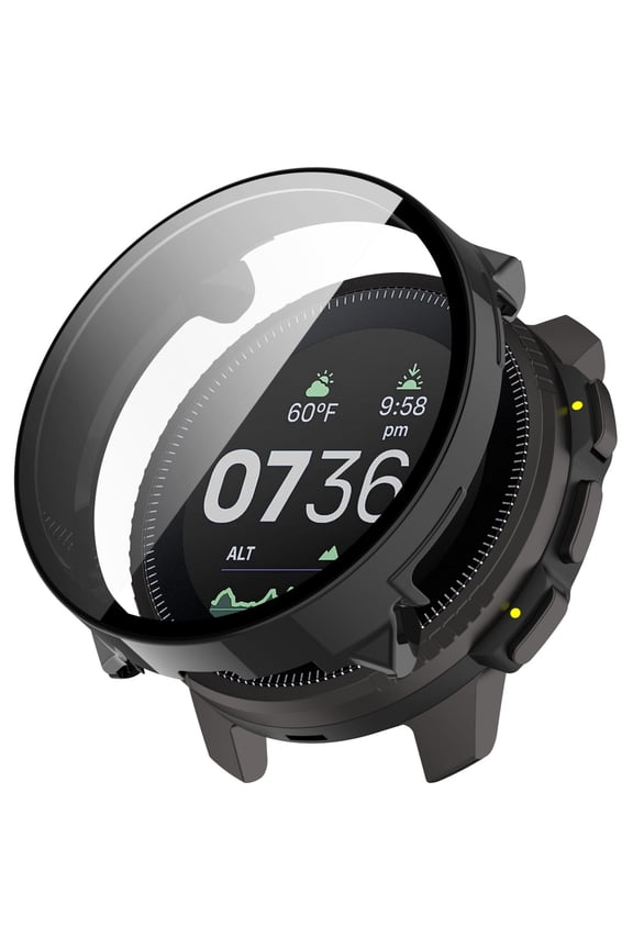 PC Tempered Glass Case With Sweat Resistant Coating | Unmatched Advanced Features For Fit For Smart Watch | Great For Workout Tracking Black Ideal For Casual Wear Black