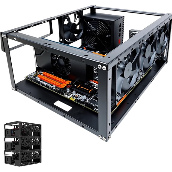 PC Test Bench,Open Air PC Case,Open Frame Computer Chassis, DIY Stackable Techbench Server Rack Mount PC Case for ATX MATX ETAX X79 X99 X10DRL-I X12DPI-N6 Micro ATX Motherboards
