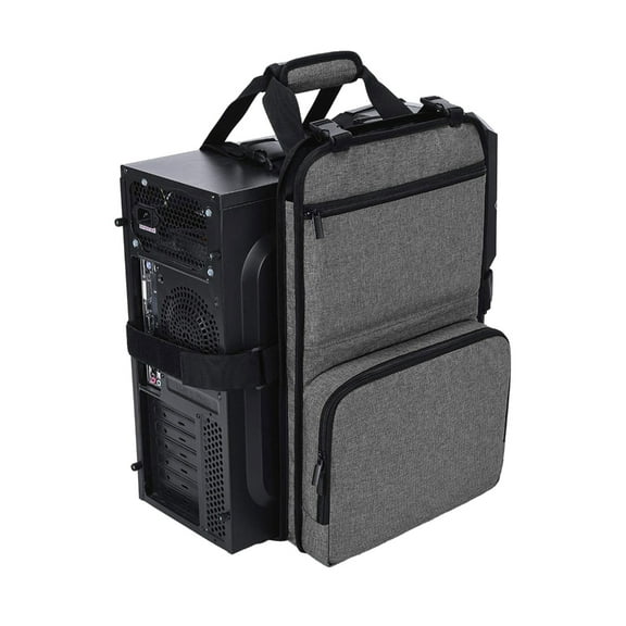PC Tower Carrying Strap with Handle Desktop Carrying Case Belt Computer Travel Holder with Pocket for Cable Mouse