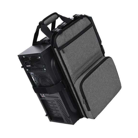 PC Tower Carrying Strap with Handle Desktop Carrying Case Belt Computer Travel Holder with Pocket for Cable