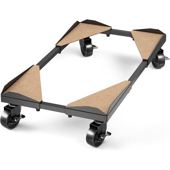 PC Tower Stand Metal Frame Adjustable Width and Length 4 Locking Wheels Cork Pads Computer Tower Stand for ATX Easy Assembly Wide Size Range Computer Cart CPU Holder