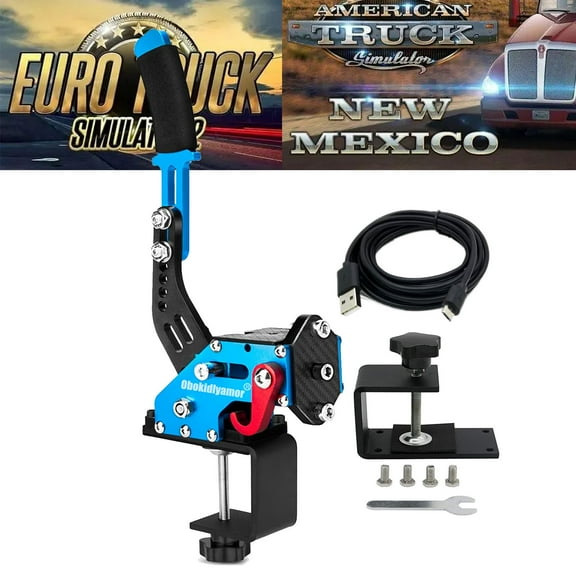 PC USB Handbrake 64Bit Racing Games Handbrake For 2 IN 1 Compatible with XBOX ONE/XBOX ONE S Console Controller and PC system; Work on For Logitech G920 Racing Steering wheel,Blue