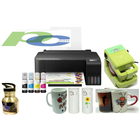 PC Universal Super-tank Wireless Sublimation Printer Bundle for Custom Mug Design - Up to 10,000 pages yield/Bundle with Mug press machine & all accessories