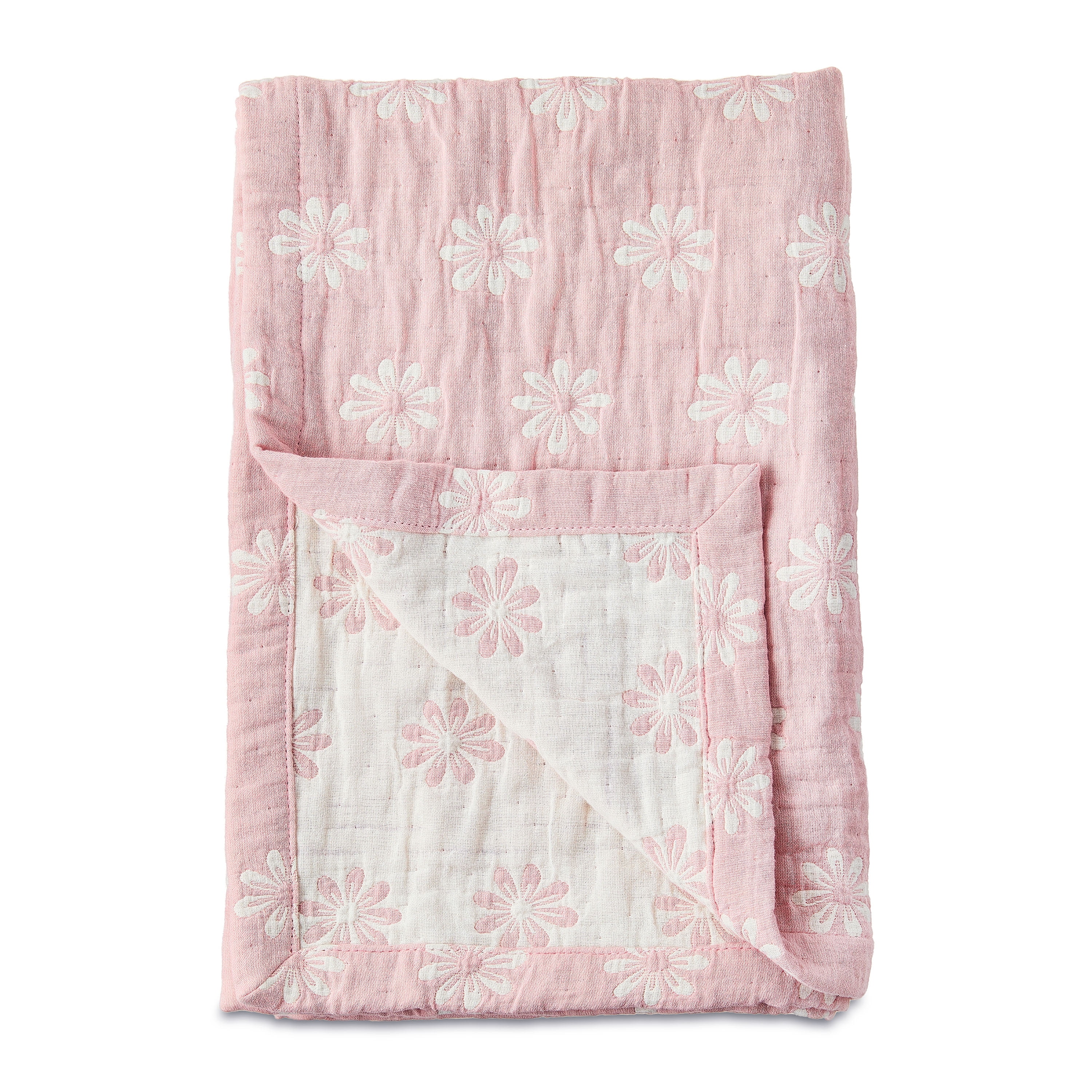 Parent's Choice Woven Baby Blanket, 100% Cotton, Soft & Cozy, Daisy Rosewater, 30" x 40"