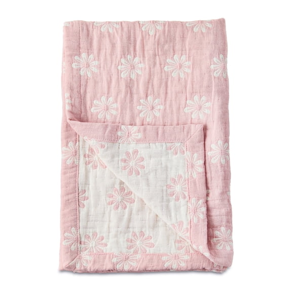 Parent's Choice Woven Baby Blanket, 100% Cotton, Soft & Cozy, Daisy Rosewater, 30" x 40"