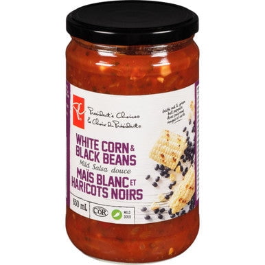 PC White Corn & Black Beans Salsa, Mild, 650mL/22 oz